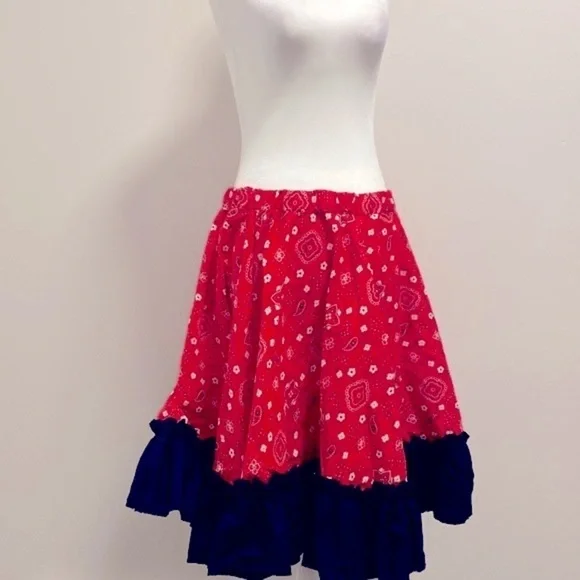 Vintage Square dancing Banda print swing skirt - Picture 2 of 3